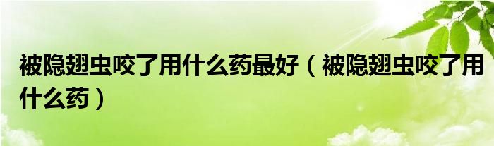 被隱翅蟲咬了用什么藥最好（被隱翅蟲咬了用什么藥）