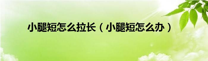 小腿短怎么拉長(zhǎng)（小腿短怎么辦）