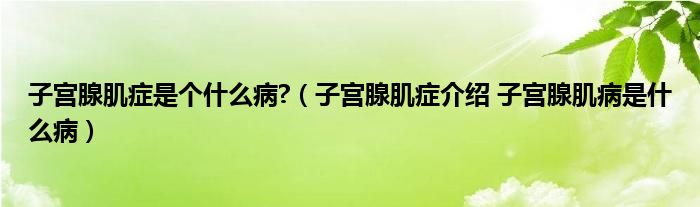 子宮腺肌癥是個什么病?（子宮腺肌癥介紹 子宮腺肌病是什么?。?class='thumb lazy' /></a>
		    <header>
		<h2><a  href=