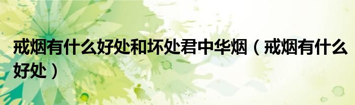 戒煙有什么好處和壞處君中華煙（戒煙有什么好處）