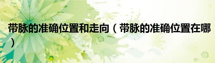 帶脈的準(zhǔn)確位置和走向（帶脈的準(zhǔn)確位置在哪）