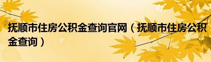 撫順市住房公積金查詢官網(wǎng)（撫順市住房公積金查詢）