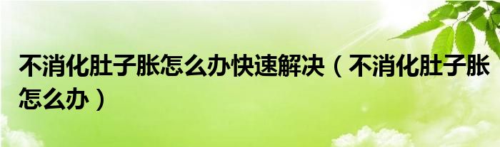 不消化肚子脹怎么辦快速解決（不消化肚子脹怎么辦）