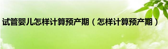 試管嬰兒怎樣計算預(yù)產(chǎn)期（怎樣計算預(yù)產(chǎn)期）