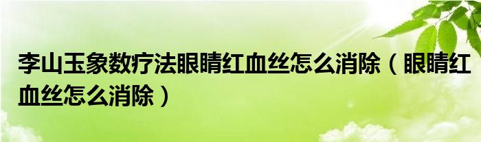 李山玉象數(shù)療法眼睛紅血絲怎么消除（眼睛紅血絲怎么消除）