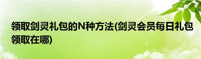 領(lǐng)取劍靈禮包的N種方法(劍靈會員每日禮包領(lǐng)取在哪)