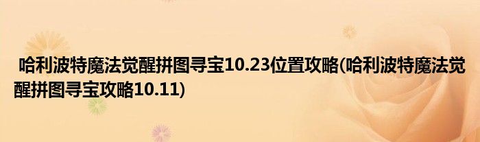 哈利波特魔法覺醒拼圖尋寶10.23位置攻略(哈利波特魔法覺醒拼圖尋寶攻略10.11)