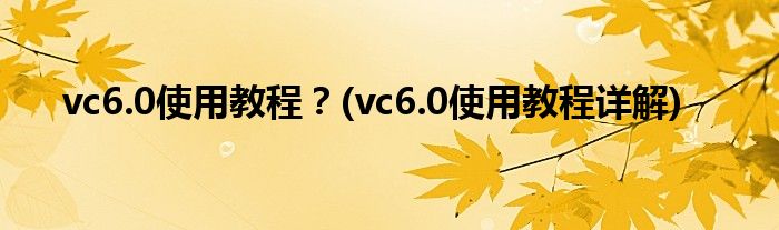 vc6.0使用教程？(vc6.0使用教程詳解)