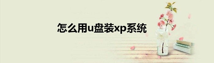 怎么用u盤裝xp系統(tǒng)