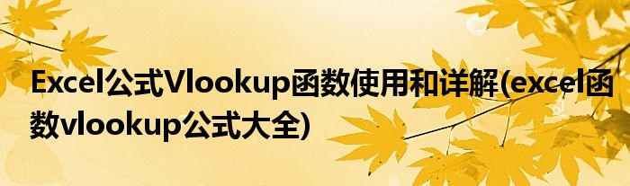 Excel公式Vlookup函數(shù)使用和詳解(excel函數(shù)vlookup公式大全)