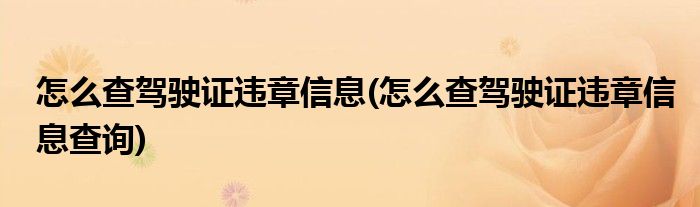 怎么查駕駛證違章信息(怎么查駕駛證違章信息查詢)