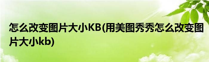 怎么改變圖片大小KB(用美圖秀秀怎么改變圖片大小kb)