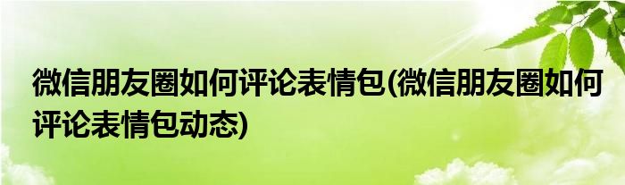 微信朋友圈如何評(píng)論表情包(微信朋友圈如何評(píng)論表情包動(dòng)態(tài))