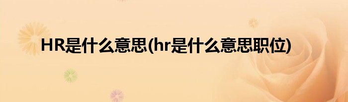 HR是什么意思(hr是什么意思職位)