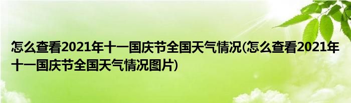 怎么查看2021年十一國慶節(jié)全國天氣情況(怎么查看2021年十一國慶節(jié)全國天氣情況圖片)