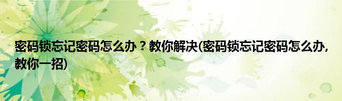 密碼鎖忘記密碼怎么辦？教你解決(密碼鎖忘記密碼怎么辦,教你一招)