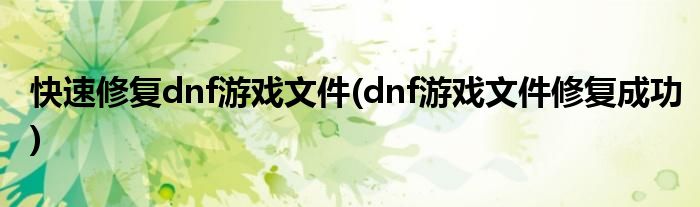 快速修復dnf游戲文件(dnf游戲文件修復成功)