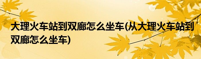 大理火車站到雙廊怎么坐車(從大理火車站到雙廊怎么坐車)