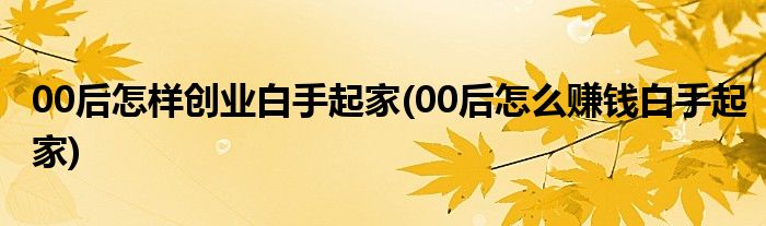 00后怎樣創(chuàng)業(yè)白手起家(00后怎么賺錢白手起家)