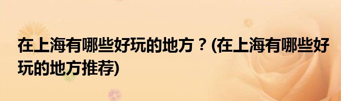 在上海有哪些好玩的地方？(在上海有哪些好玩的地方推薦)