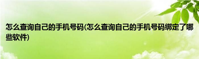 怎么查詢自己的手機號碼(怎么查詢自己的手機號碼綁定了哪些軟件)