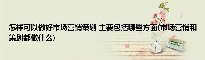 怎樣可以做好市場營銷策劃 主要包括哪些方面(市場營銷和策劃都做什么)