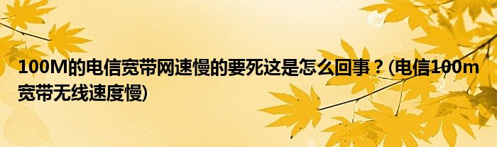 100M的電信寬帶網(wǎng)速慢的要死這是怎么回事？(電信100m寬帶無(wú)線速度慢)