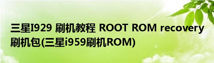 三星I929 刷機教程 ROOT ROM recovery 刷機包(三星i959刷機ROM)