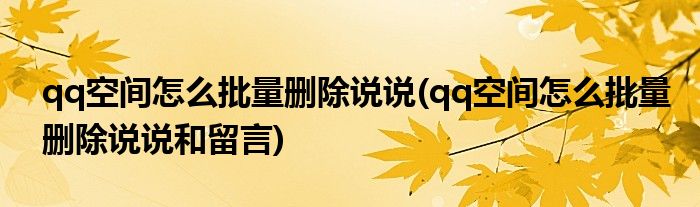 qq空間怎么批量刪除說說(qq空間怎么批量刪除說說和留言)