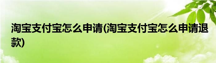 淘寶支付寶怎么申請(淘寶支付寶怎么申請退款)