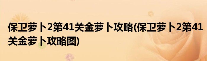 保衛(wèi)蘿卜2第41關金蘿卜攻略(保衛(wèi)蘿卜2第41關金蘿卜攻略圖)