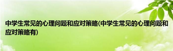 中學(xué)生常見(jiàn)的心理問(wèn)題和應(yīng)對(duì)策略(中學(xué)生常見(jiàn)的心理問(wèn)題和應(yīng)對(duì)策略有)