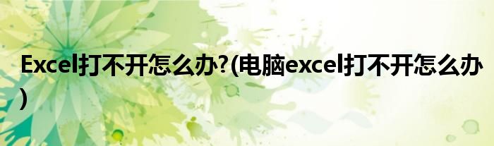 Excel打不開怎么辦?(電腦excel打不開怎么辦)