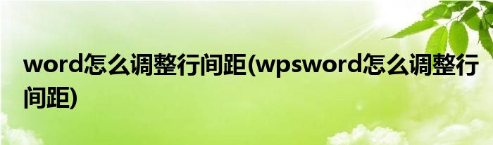 word怎么調(diào)整行間距(wpsword怎么調(diào)整行間距)