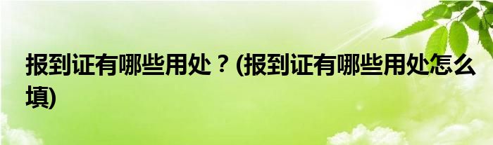 報(bào)到證有哪些用處？(報(bào)到證有哪些用處怎么填)