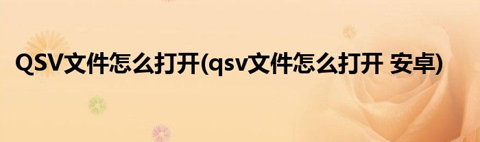 QSV文件怎么打開(qsv文件怎么打開 安卓)