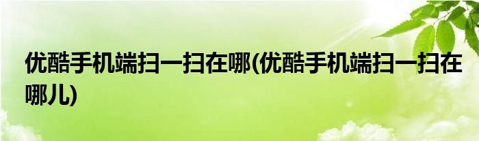 優(yōu)酷手機(jī)端掃一掃在哪(優(yōu)酷手機(jī)端掃一掃在哪兒)