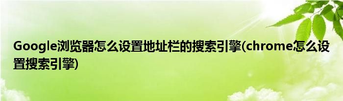 Google瀏覽器怎么設(shè)置地址欄的搜索引擎(chrome怎么設(shè)置搜索引擎)