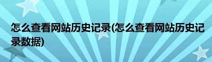 怎么查看網站歷史記錄(怎么查看網站歷史記錄數(shù)據)