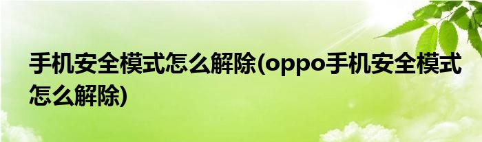 手機安全模式怎么解除(oppo手機安全模式怎么解除)