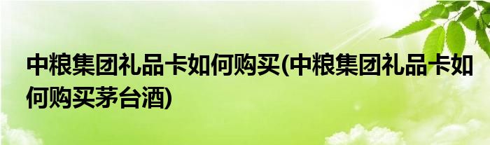 中糧集團(tuán)禮品卡如何購(gòu)買(mǎi)(中糧集團(tuán)禮品卡如何購(gòu)買(mǎi)茅臺(tái)酒)