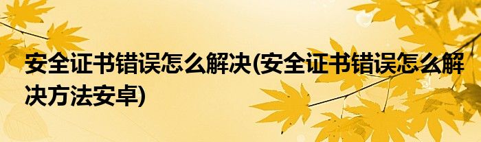 安全證書錯誤怎么解決(安全證書錯誤怎么解決方法安卓)