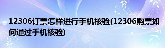 12306訂票怎樣進(jìn)行手機(jī)核驗(12306購票如何通過手機(jī)核驗)