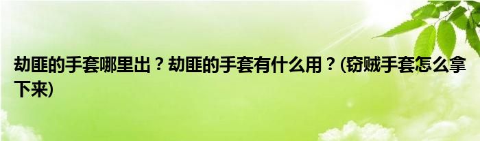 劫匪的手套哪里出？劫匪的手套有什么用？(竊賊手套怎么拿下來(lái))