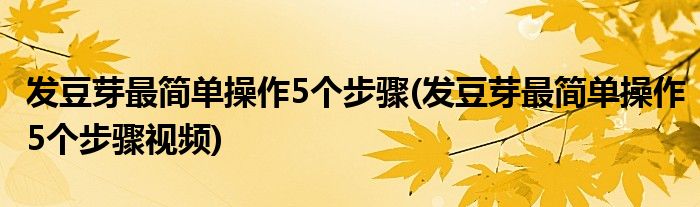 發(fā)豆芽最簡單操作5個步驟(發(fā)豆芽最簡單操作5個步驟視頻)