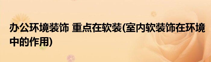 辦公環(huán)境裝飾 重點(diǎn)在軟裝(室內(nèi)軟裝飾在環(huán)境中的作用)