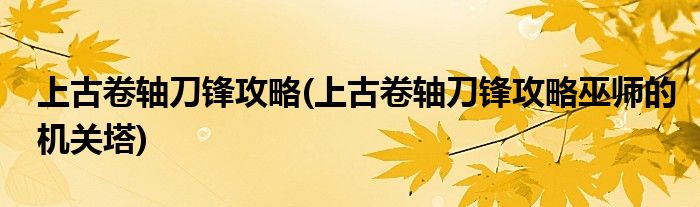 上古卷軸刀鋒攻略(上古卷軸刀鋒攻略巫師的機(jī)關(guān)塔)