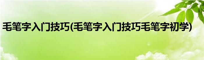 毛筆字入門(mén)技巧(毛筆字入門(mén)技巧毛筆字初學(xué))