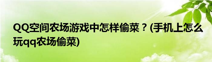 QQ空間農(nóng)場游戲中怎樣偷菜？(手機上怎么玩qq農(nóng)場偷菜)