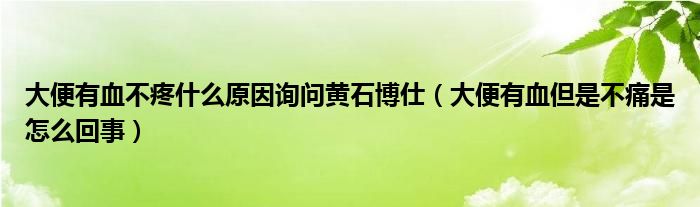 大便有血不疼什么原因詢問黃石博仕（大便有血但是不痛是怎么回事）